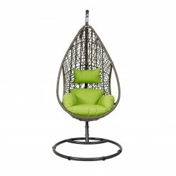Angebote Garten Store 35 Bester Verkauf 🛒 Hängesessel - braun-grün - Metall-Polyrattan - 103 cm Ø ✔️