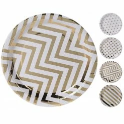 Coupon 🌟 8er-Pack Pappteller - gold-weiß - Ø 23 cm ❤️