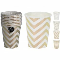 Beste Bewertungen von ⌛ 8er-Pack Pappbecher - gold-weiß - 250 ml ⭐