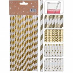 Beste Bewertungen von 🔥 16er-Pack Papiertrinkhalme - gold-weiß 🛒