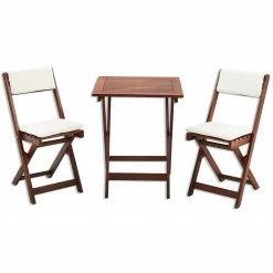 Bestpreis 😀 Gardiola 3-teiliges Balkonset - Akazie massiv - mit Kissen 👏