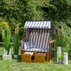 Coupon 🧨 Gardiola Strandkorb - weiß-grau - massiv - 118x159 cm ⭐ -Angebote Garten Store 1015043600 04 1600Wx1600H