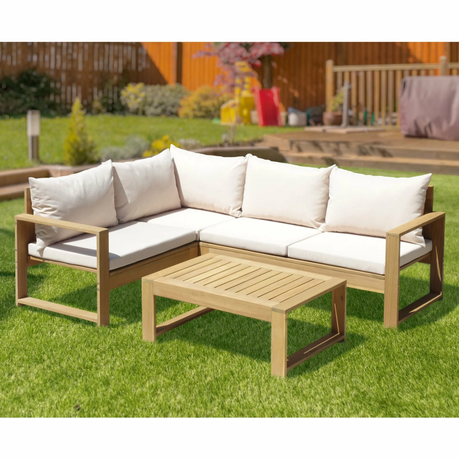 Budget 👍 4-teiliges Ecklounge-Set - Akazie Mangium massiv 👍 3 Budget 👍 4-teiliges Ecklounge-Set - Akazie Mangium massiv 👍