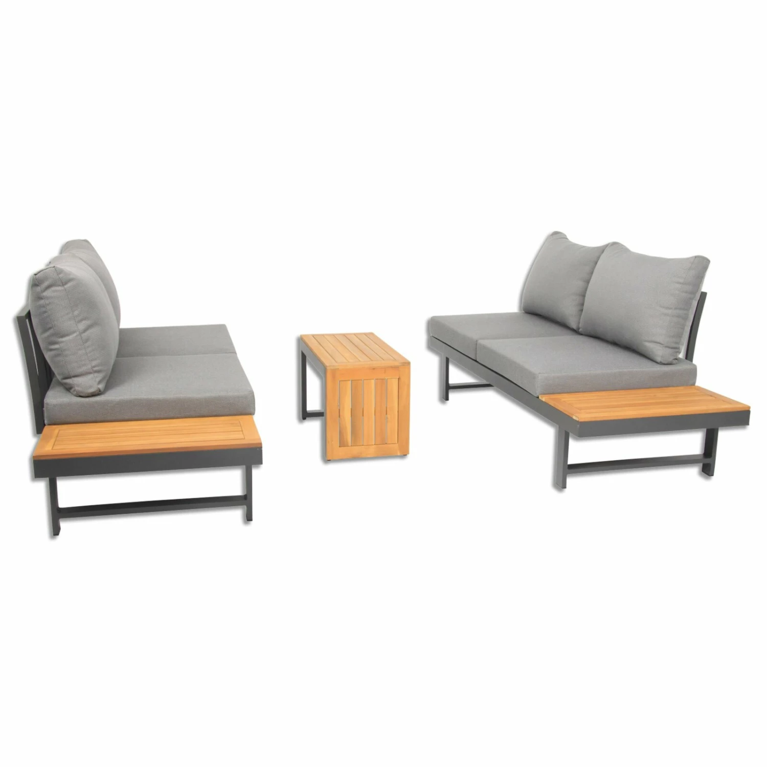 Großhandel ⌛ 3-teiliges Lounge-Set - Akazie massiv-Aluminium - mit Polster 🎉 4 Großhandel ⌛ 3-teiliges Lounge-Set - Akazie massiv-Aluminium - mit Polster 🎉 – Bild 2