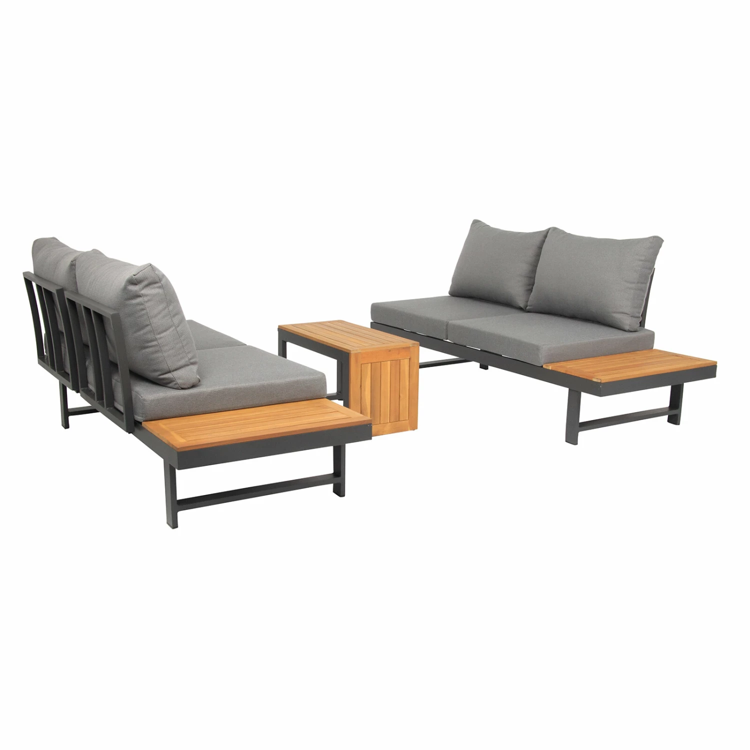 Großhandel ⌛ 3-teiliges Lounge-Set - Akazie massiv-Aluminium - mit Polster 🎉 5 Großhandel ⌛ 3-teiliges Lounge-Set - Akazie massiv-Aluminium - mit Polster 🎉 – Bild 3