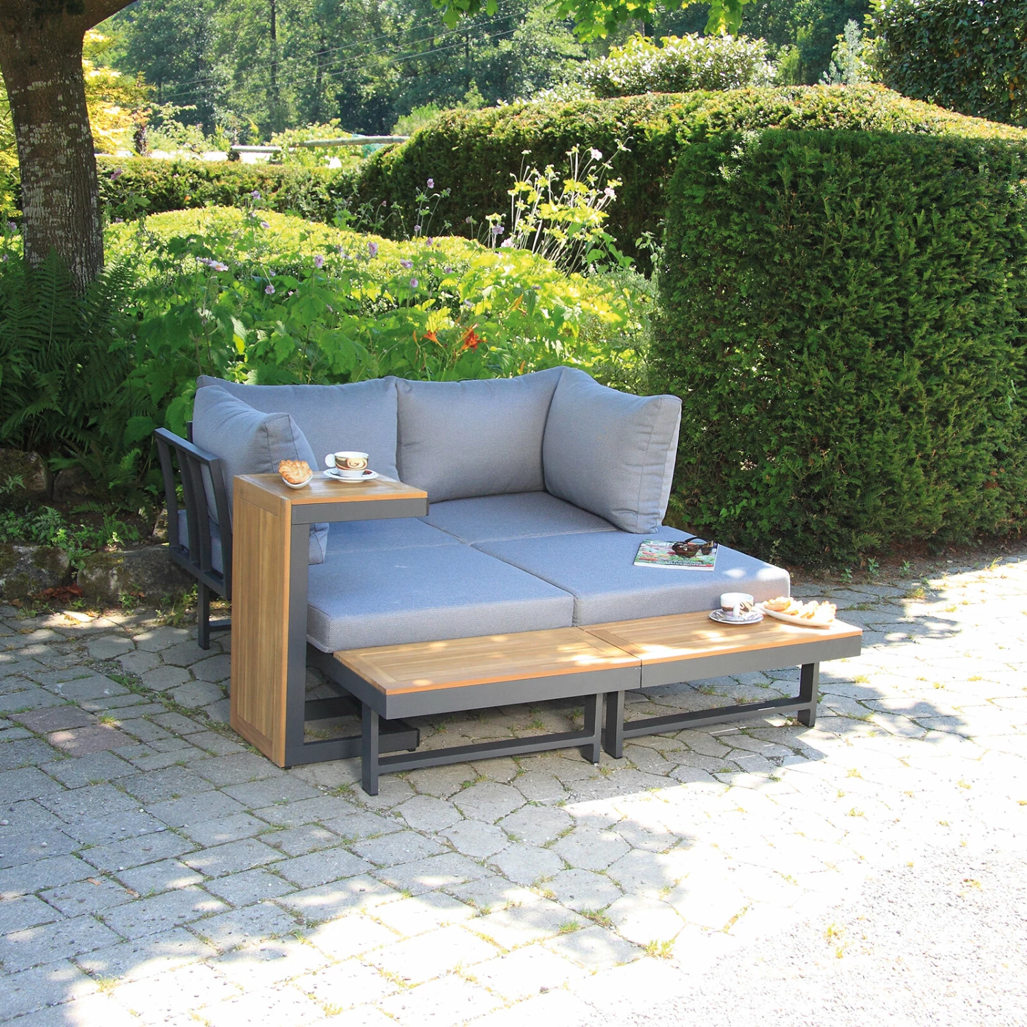 Großhandel ⌛ 3-teiliges Lounge-Set - Akazie massiv-Aluminium - mit Polster 🎉 6 Großhandel ⌛ 3-teiliges Lounge-Set - Akazie massiv-Aluminium - mit Polster 🎉 – Bild 4