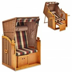 Angebote Garten Store 30 Besorgen 🔥 Gardiola Balkon-Strandkorb HELGOLAND - braun-grün - 90 cm breit 💯