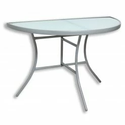 Schlussverkauf 💯 Gardiola Balkontisch - silber - Milchglas - halbrund 🔔