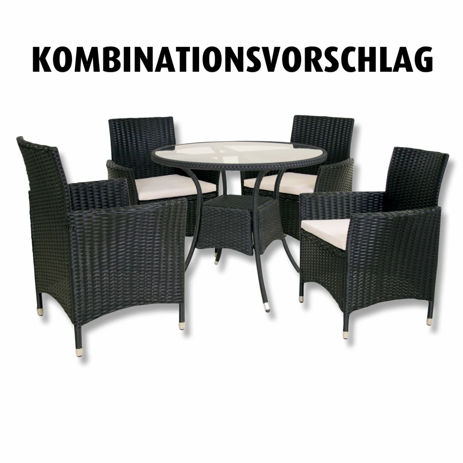 Angebote 😉 Gardiola Gartentisch - schwarz - Rattan-Optik - rund ✨ 4 Angebote 😉 Gardiola Gartentisch - schwarz - Rattan-Optik - rund ✨ – Bild 2