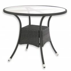 Angebote 😉 Gardiola Gartentisch - schwarz - Rattan-Optik - rund ✨