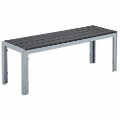 Blitzangebot 😀 Gardiola Gartenbank - schwarz-silber - 120x40 cm ✔️