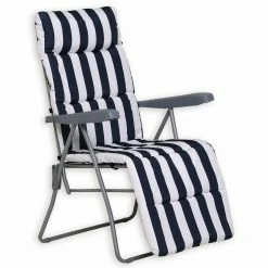 Budget ✨ Gardiola Gartenstuhl - blau-weiß - mit Kissen 😀