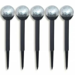 Blitzangebot 🎁 5er-Set Solar-LED-Erdspieß - schwarz-klar ⌛