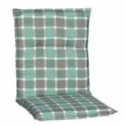 Rabatt 🎉 Niedriglehner-Auflage - grau-türkis - kariert - 101 cm 😍