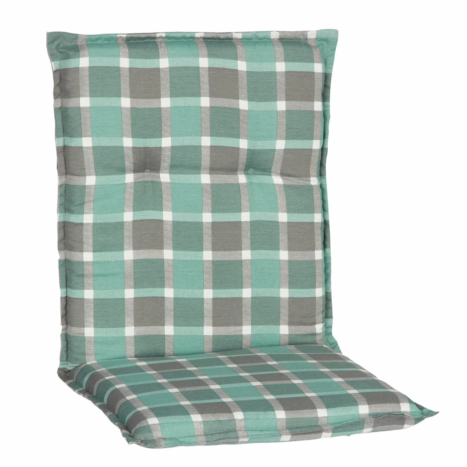 Rabatt 🎉 Niedriglehner-Auflage - grau-türkis - kariert - 101 cm 😍 3 Rabatt 🎉 Niedriglehner-Auflage - grau-türkis - kariert - 101 cm 😍