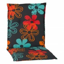 Budget 🥰 Niedriglehner-Auflage - grau-bunt - Blumen - 101 cm 👍