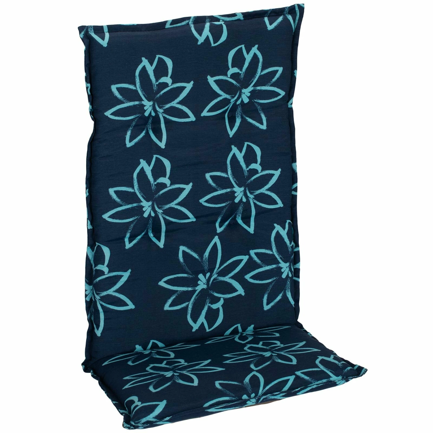 Schlussverkauf 😀 Hochlehner-Auflage - Blumen - blau - 118 cm 🔔 3 Schlussverkauf 😀 Hochlehner-Auflage - Blumen - blau - 118 cm 🔔