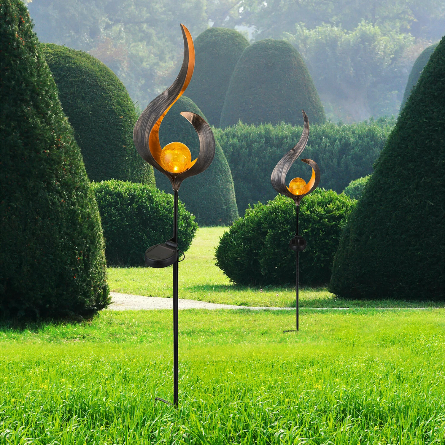 Blitzangebot 👏 Solar-LED-Erdspieß - Metall-Glas - 90 cm hoch 🔔 4 Blitzangebot 👏 Solar-LED-Erdspieß - Metall-Glas - 90 cm hoch 🔔 – Bild 2