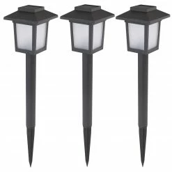 Billig 🧨 3er-Set Solar-LED-Erdspieß - schwarz - 37 cm hoch ❤️