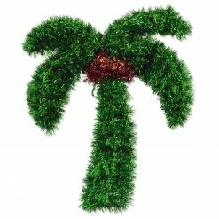 Großhandel 🥰 Lametta-Palme - grün-braun - 27x32 cm 🧨