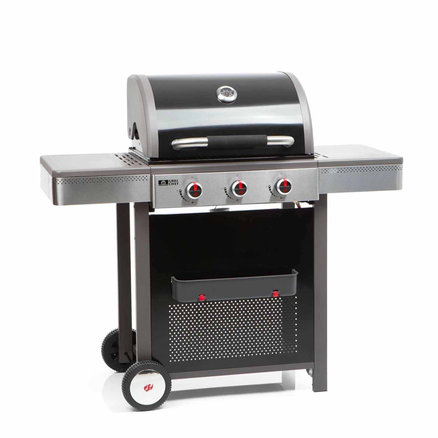 Coupon 🤩 GRILLCHEF Gasgrill - silber-schwarz - Edelstahl - 3 Brenner ❤️ 3 Coupon 🤩 GRILLCHEF Gasgrill - silber-schwarz - Edelstahl - 3 Brenner ❤️