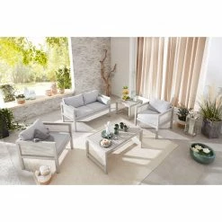 Großhandel 🔔 5-teiliges Lounge-Set - LOOKS by Wolfgang Joop - hellgrau - Wiener-Geflecht 🌟 -Angebote Garten Store 2802000700 03 1600Wx1600H