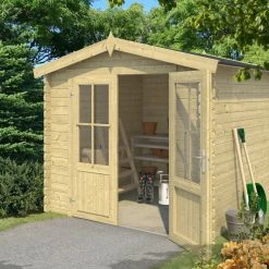 Großhandel 🛒 Gartenhaus LOS ANGELES - Fichte massiv - naturbelassen - 230x180 cm 🛒