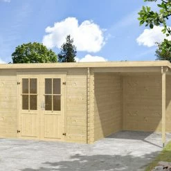 Blitzangebot 🧨 Gartenhaus TAMPA - Fichte massiv - naturbelassen - 501x219 cm 🔥