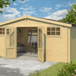 Blitzangebot 👏 Gartenhaus WASHINGTON - Fichte massiv - naturbelassen - 480x376 cm ⌛