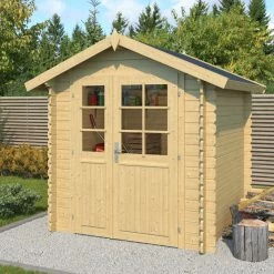 Blitzangebot ✔️ Gartenhaus MORAVA B - Fichte massiv - naturbelassen - 190x190 cm 👍