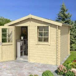 Budget 😀 Gartenhaus NINA - Fichte massiv - naturbelassen - 275x175 cm ✨