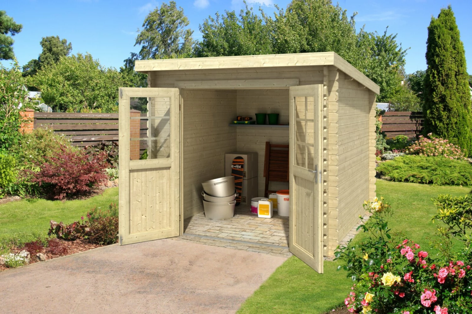 Blitzangebot 🤩 Gartenhaus INDI - Fichte massiv - naturbelassen - 230x230 cm 😀 3 Blitzangebot 🤩 Gartenhaus INDI - Fichte massiv - naturbelassen - 230x230 cm 😀