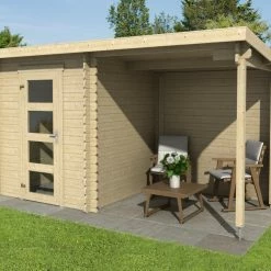 Bestpreis 🔥 Gartenhaus JELLE PLUS - Fichte massiv - naturbelassen - 370/175x175 cm 🛒