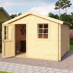 Blitzangebot 🎁 Gartenhaus WELS 3 - Fichte massiv - naturbelassen - 300x300 cm ✨