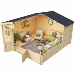 Bestpreis ✔️ Gartenhaus WELS 4 DT - Fichte massiv - naturbelassen - 390x390 cm 🧨 -Angebote Garten Store 9002504700 03 1600Wx1600H
