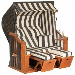 Auslauf 😉 Strandkorb RUSTIKAL 250 PLUS XL - Geflecht anthrazit - 145x160 cm 👏