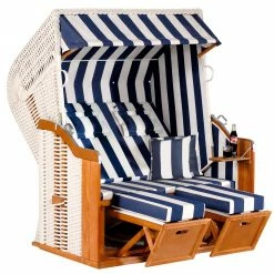 Neu 👍 Strandkorb RUSTIKAL 250 PLUS XL - Geflecht weiß - 145x160 cm 😍