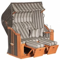 Aktion 🔔 Strandkorb RUSTIKAL 250 PLUS XL - Geflecht anthrazit - 145x160 cm 💯