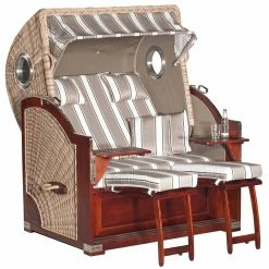 Großhandel ❤️ Strandkorb RUSTIKAL 500 PLUS COMFORT - Geflecht antik-weiß - 140x160 cm 🧨