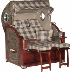 Aktion 😀 Strandkorb RUSTIKAL 500 PLUS COMFORT - Geflecht cappuccino - 140x160 cm ⭐