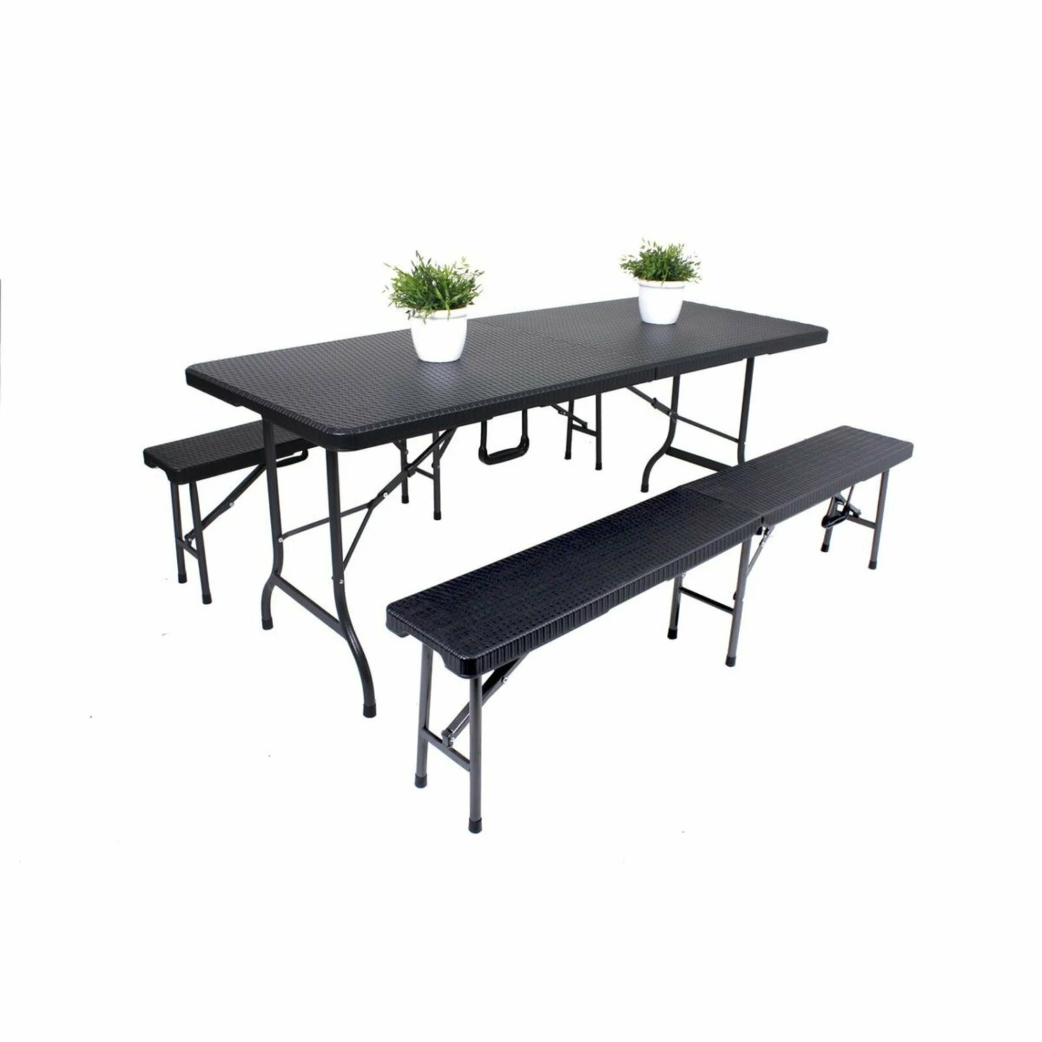 Bestpreis 😀 3-teilige Sitzgarnitur VENTANA - grau-schwarz - Polyrattan - 180 cm 💯 3 Bestpreis 😀 3-teilige Sitzgarnitur VENTANA - grau-schwarz - Polyrattan - 180 cm 💯