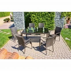 Auslauf ✔️ 2er-Set Stapelstühle LONDON - coffee - Geflecht 💯 -Angebote Garten Store 9002724000 03 1600Wx1600H