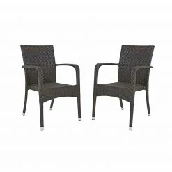 Auslauf ✔️ 2er-Set Stapelstühle LONDON - coffee - Geflecht 💯