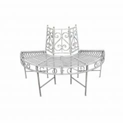 Bestpreis ✨ Baumbank VARDA - antik-weiß - Stahl - Halbkreis 🛒