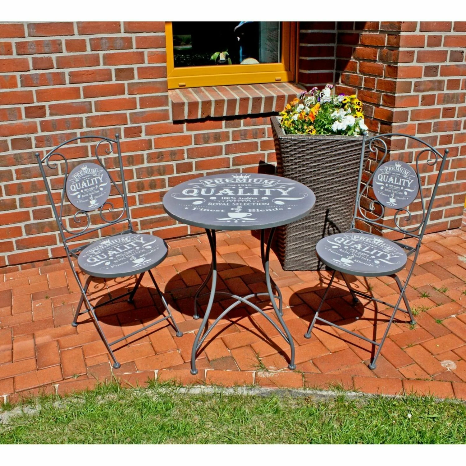Großhandel 🛒 3-teilige Balkon-Set ROYAL - dunkelgrau-Floral - Stahl ⭐ 4 Großhandel 🛒 3-teilige Balkon-Set ROYAL - dunkelgrau-Floral - Stahl ⭐ – Bild 2