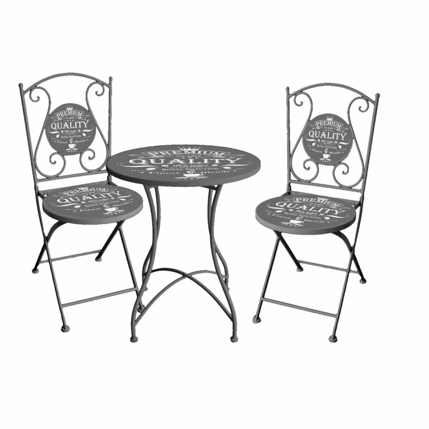 Großhandel 🛒 3-teilige Balkon-Set ROYAL - dunkelgrau-Floral - Stahl ⭐ 3 Großhandel 🛒 3-teilige Balkon-Set ROYAL - dunkelgrau-Floral - Stahl ⭐