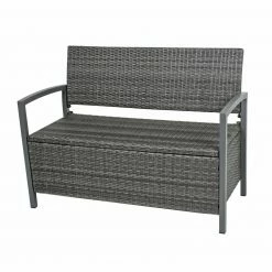 Auslauf ✔️ Gartenbank FERRARA - dunkegrau - Polyratten - mit Ablagefach ✔️