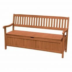 Auslauf ✨ Gartenbank HOUSTON - Eukalyptus - für 3 - mit Staufach 👍