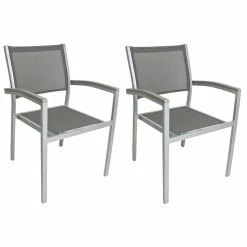 Budget 😀 2er-Set Stapelstuhl GRACE - grau - Aluminium ✔️