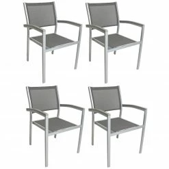 Blitzangebot 💯 4er-Set Stapelstuhl GRACE - grau - Aluminium 🤩